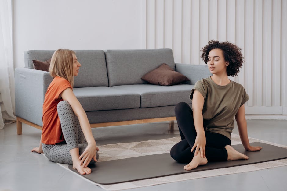 A person in a focused meditative pose in a quiet setting.
